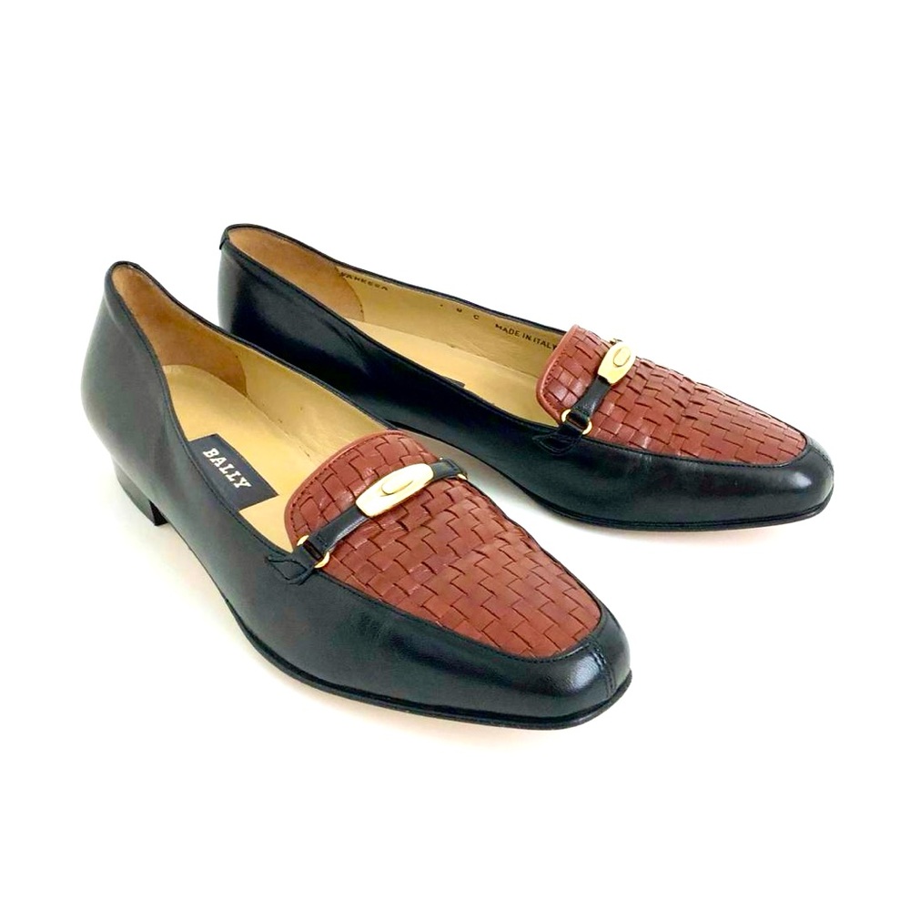 Bally Vintage Vanessa Two-Tone Woven Leather Slip-On Loafers